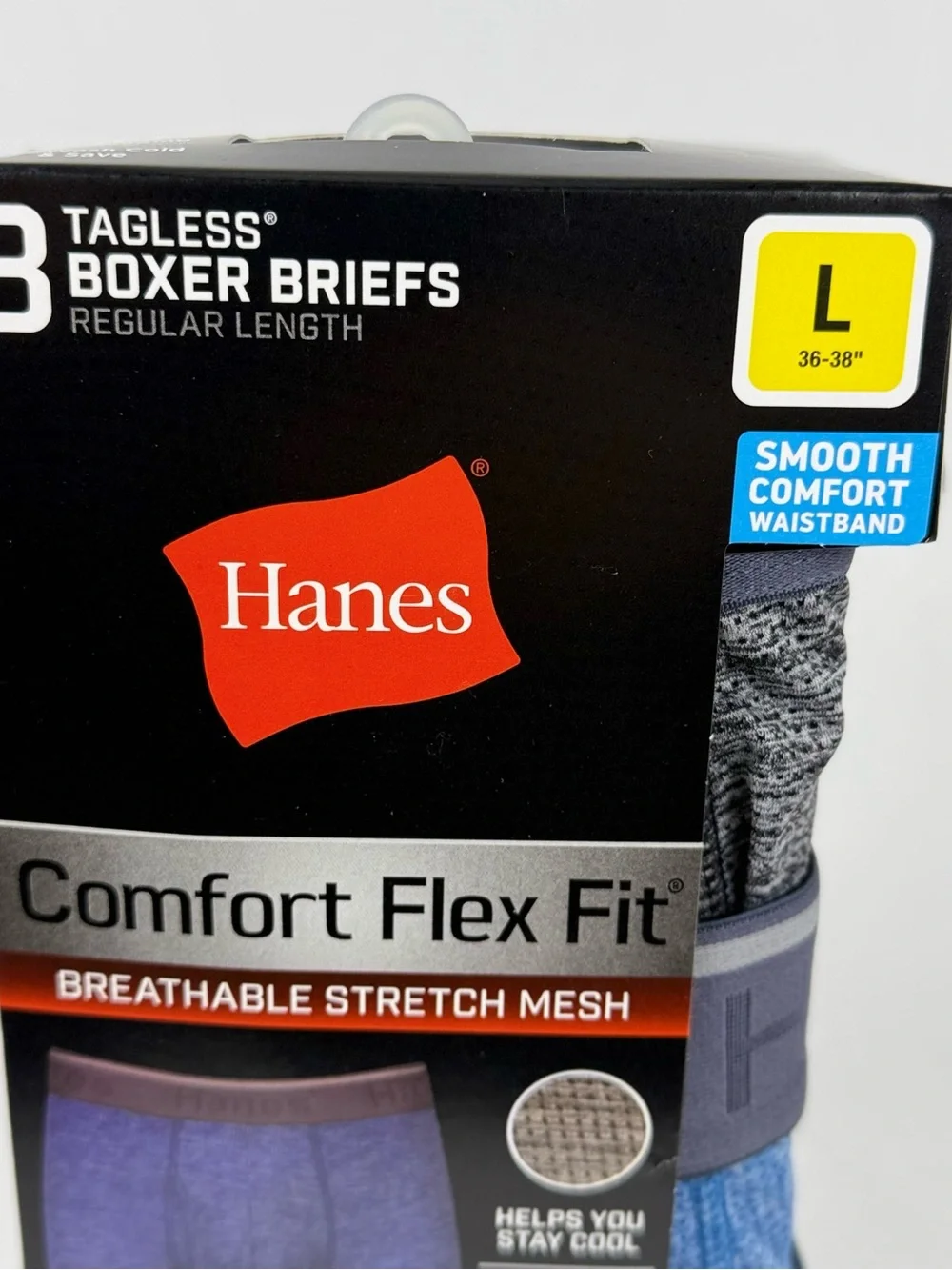 Hanes Comfort Flex Fit Breathable Stretch Mesh Boxer Briefs – Blue (3-Pack)